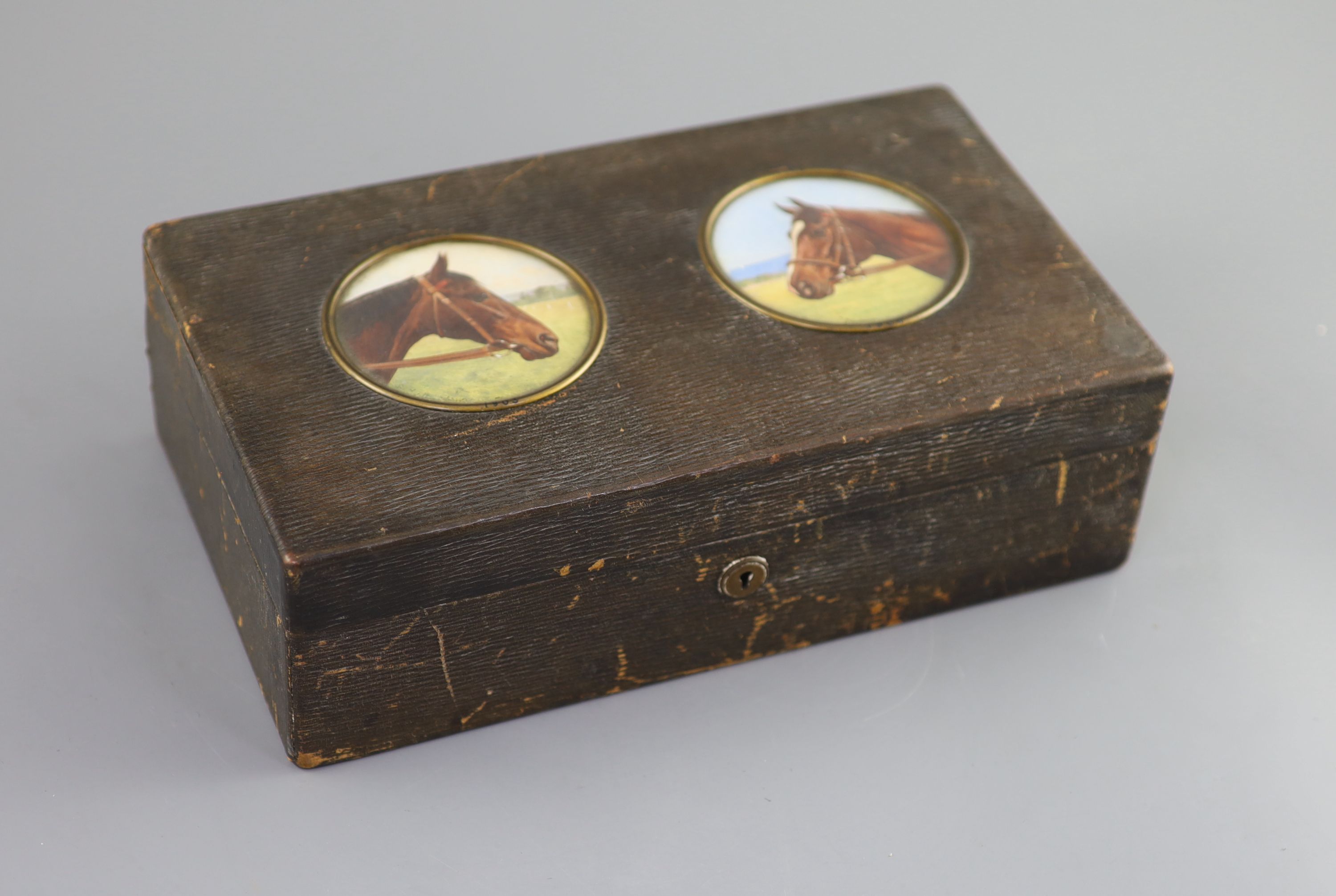 Marie Joseph Le Nail (French, 1842-1927), Portraits of the racehorses Veinard & Killarney, Watercolour and gouache (2), Tondo 8cm. Box 29cm.